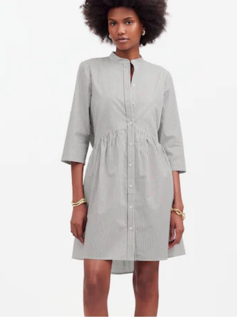 Madewell Button-Front Striped Mini Shirtdress Size S
